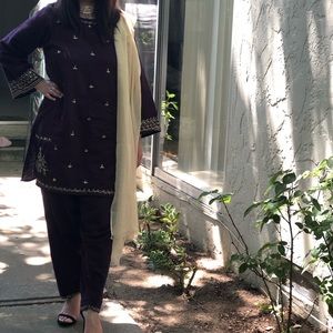 Purple Pakistani Desi Shalwar Kameez Suit 2020